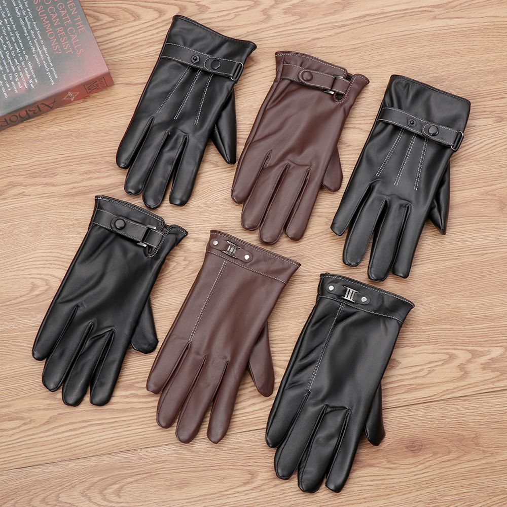 Leather Driving Glove - Herren Fleece Thermo Leder handschuhe Winter