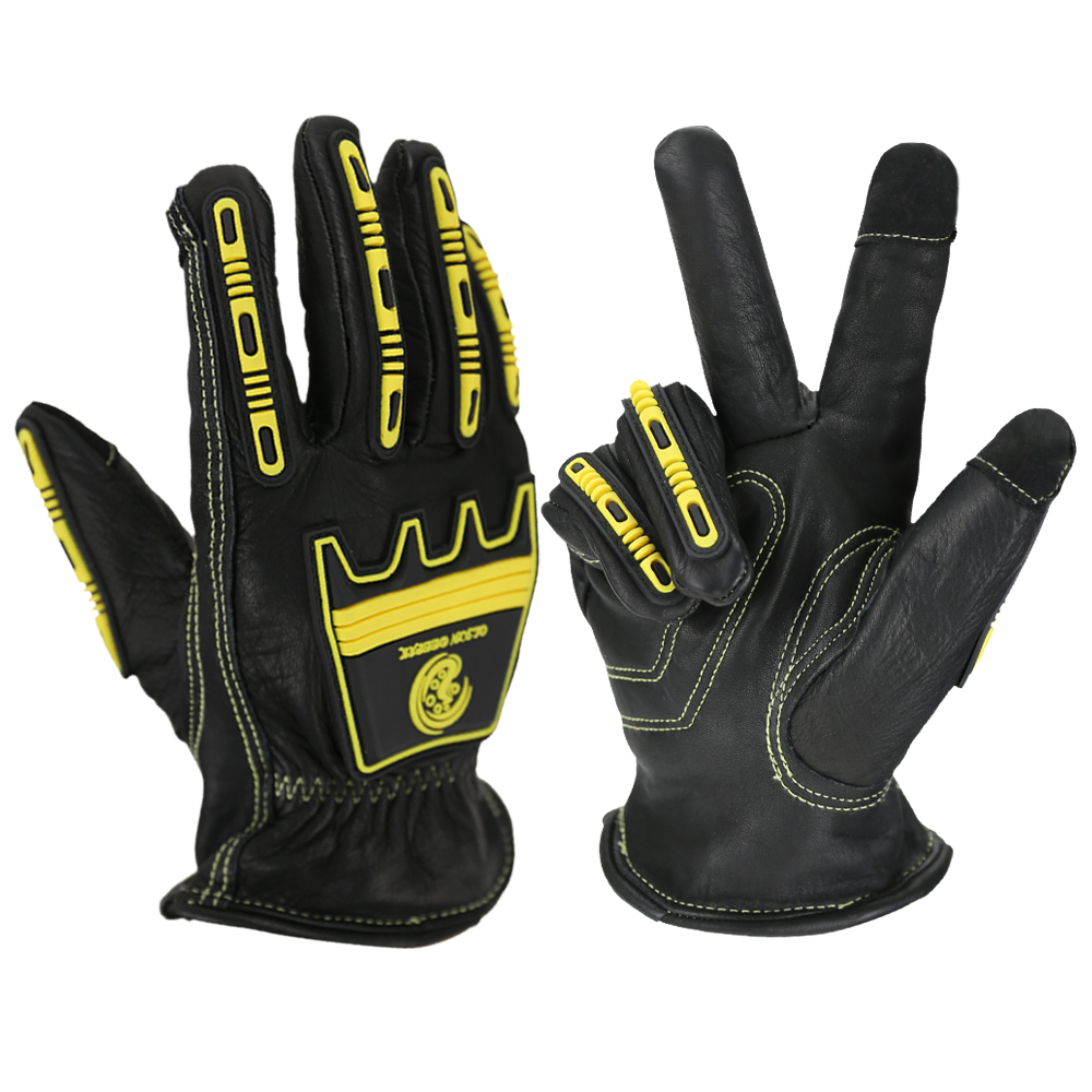 Work Glove Impact - Auswirkungen Leder Arbeit Handschuhe, Winter Schwarz
