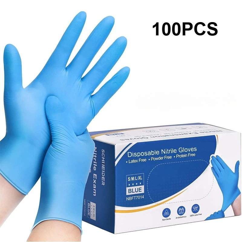 Nitrile Mechanic Glove - 100 Stück blaue Nitril-Einweghandschuhe, latexfrei, Sicherheitsarbeitshandschuhe