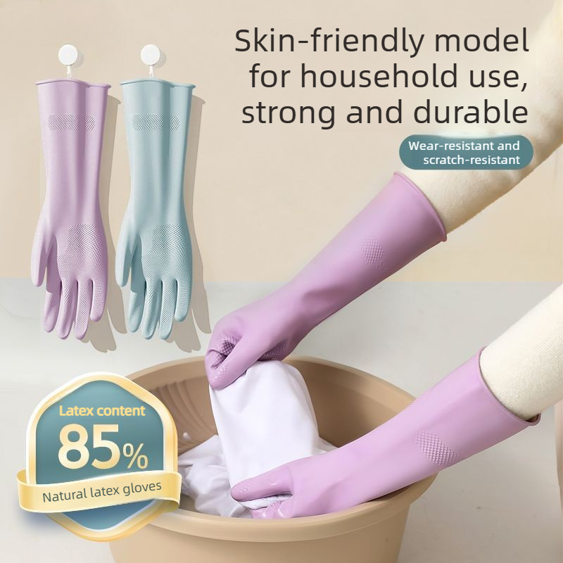 Dish Glove Rubber - Latex-Geschirrspülhandschuhe, mit Baumwollfutter und rutschfestem Griff,