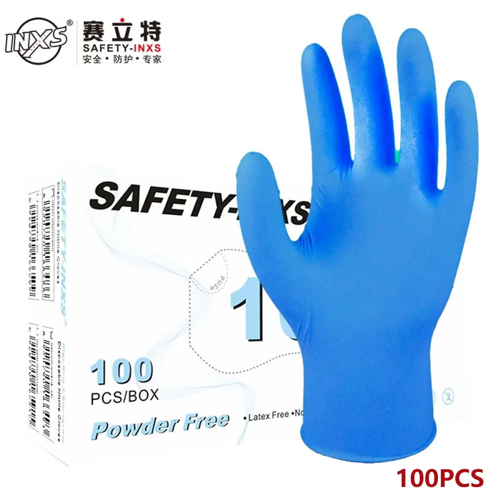 Exam Glove Nitrile - 100 Stück Blaue Nitril-Untersuchungshandschuhe Puderfrei mit
