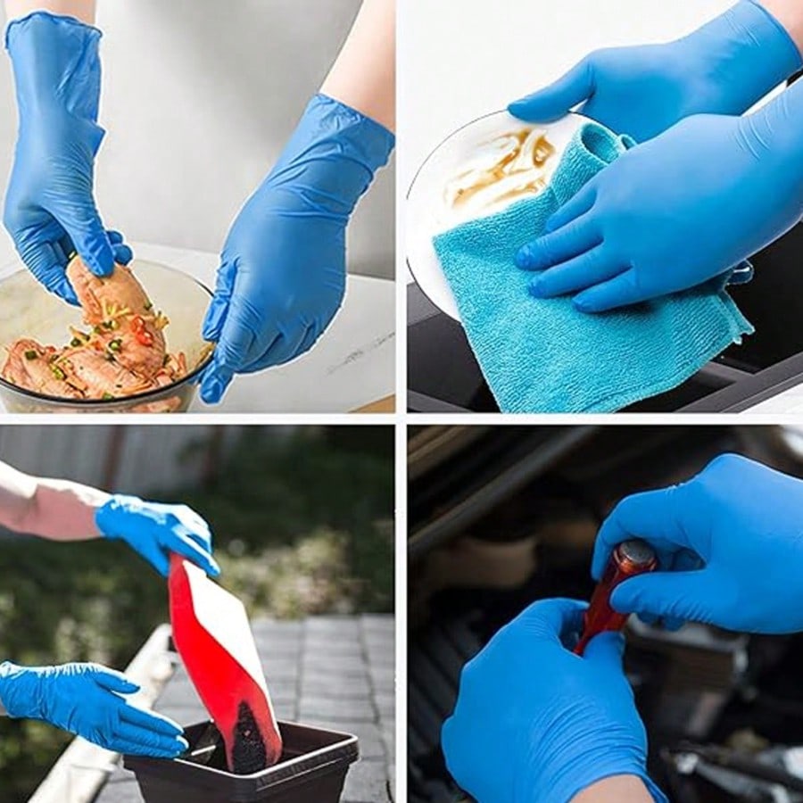 Nitrile Mechanic Glove - 100 Stück strapazierfähige Nitril-Einweghandschuhe, puderfreie, latexfreie