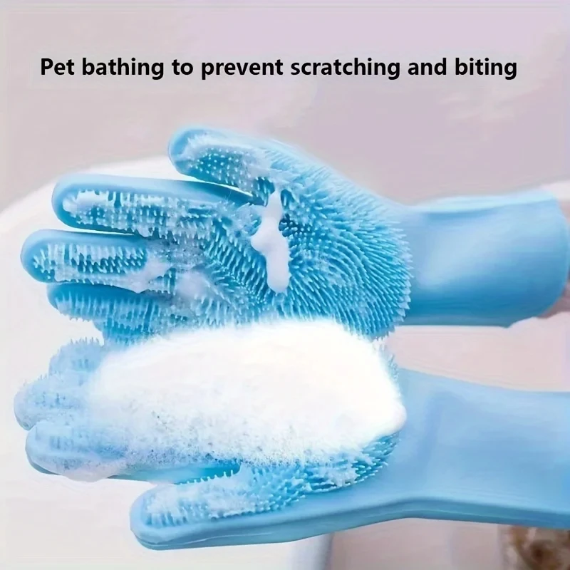 Rubber Glove Cleaning - Haustier-Pflege-Reinigungshandschuhe, Hunde- und Katzen-Bade-Shampoo-Handschuh, Scheuerschwamm, Magischer