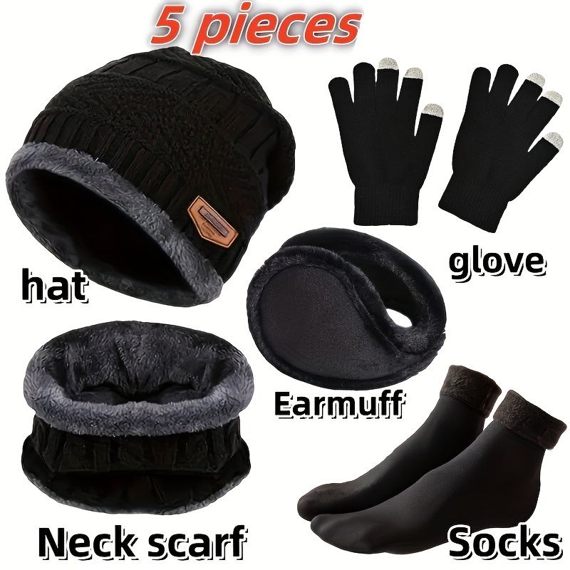 Winter Glove Insulated - Herren-Wintermütze, Outdoor-Winterschal, Handschuhe, Ausschnitt, eins plus